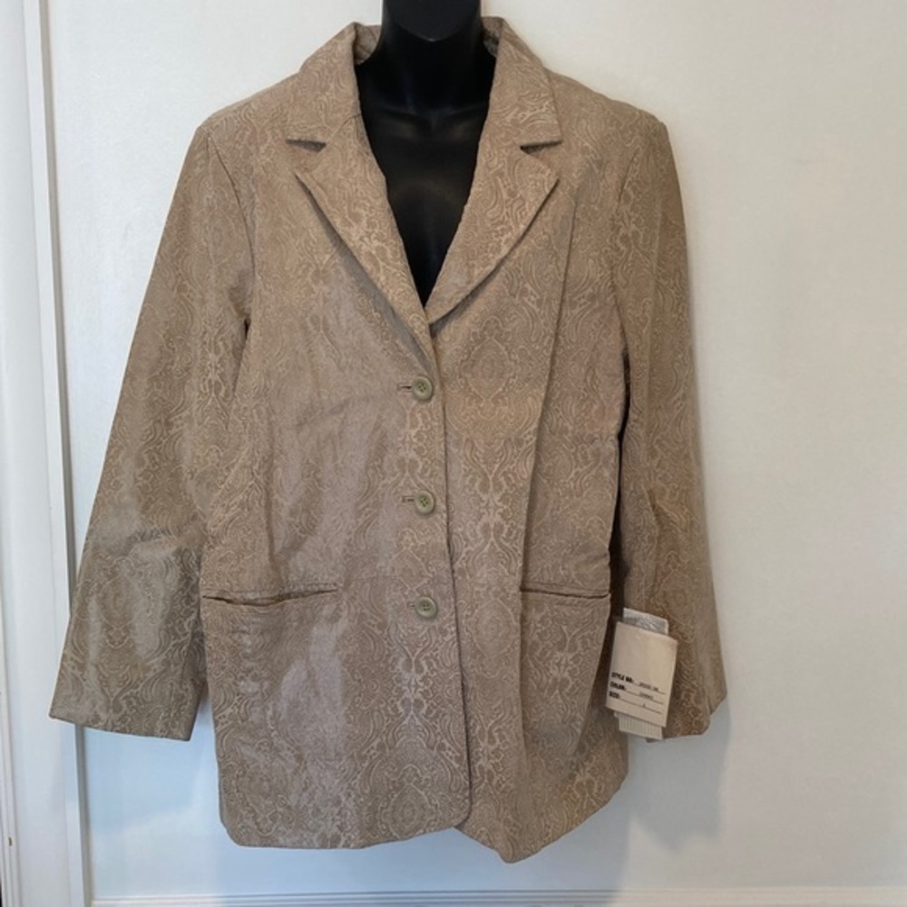Terry Lewis Women's Tan Paisley Leather Jacket Size Large NWT